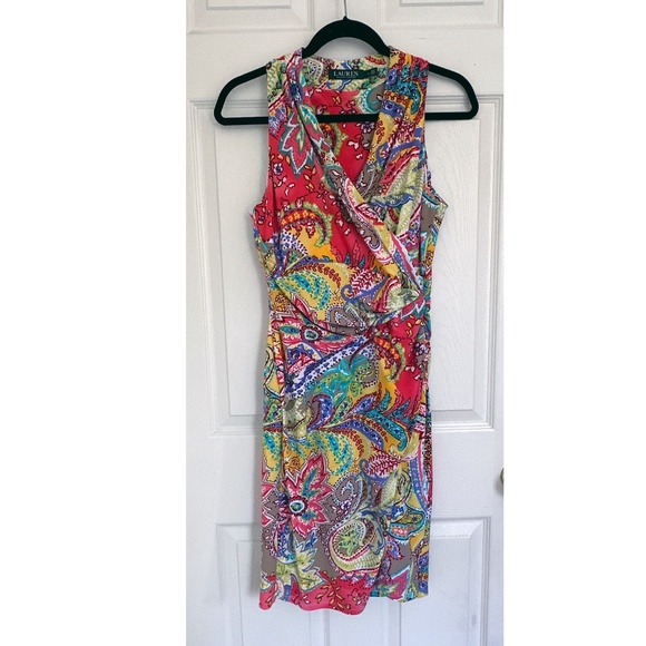 Lauren Ralph Lauren Multicolor Pattern Sleeveless Dress, Size 4 - Picture 1 of 6